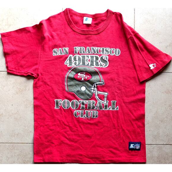 STARTER Other - San Francisco 49ers FOOTBALL Club 80s STARTER tee Helmet shirt L red NFL vtg